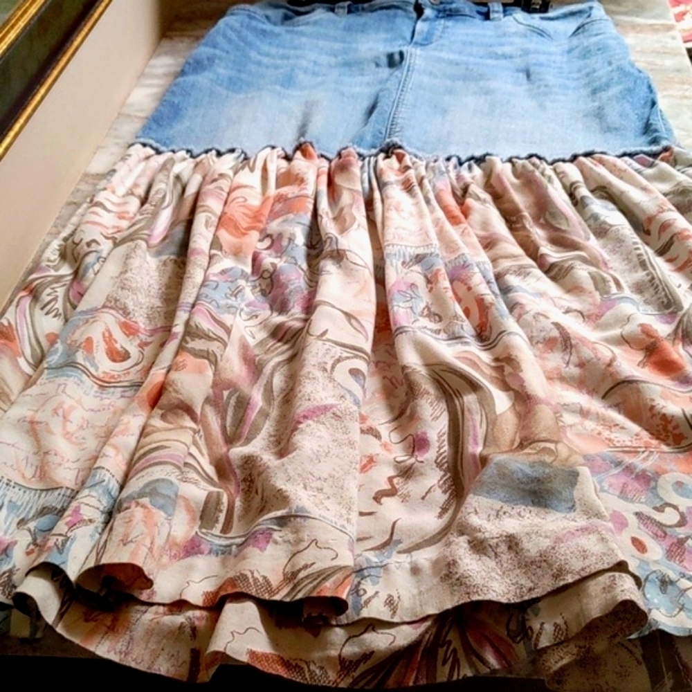 Jean Skirt Created From Mini To Maxi Size L